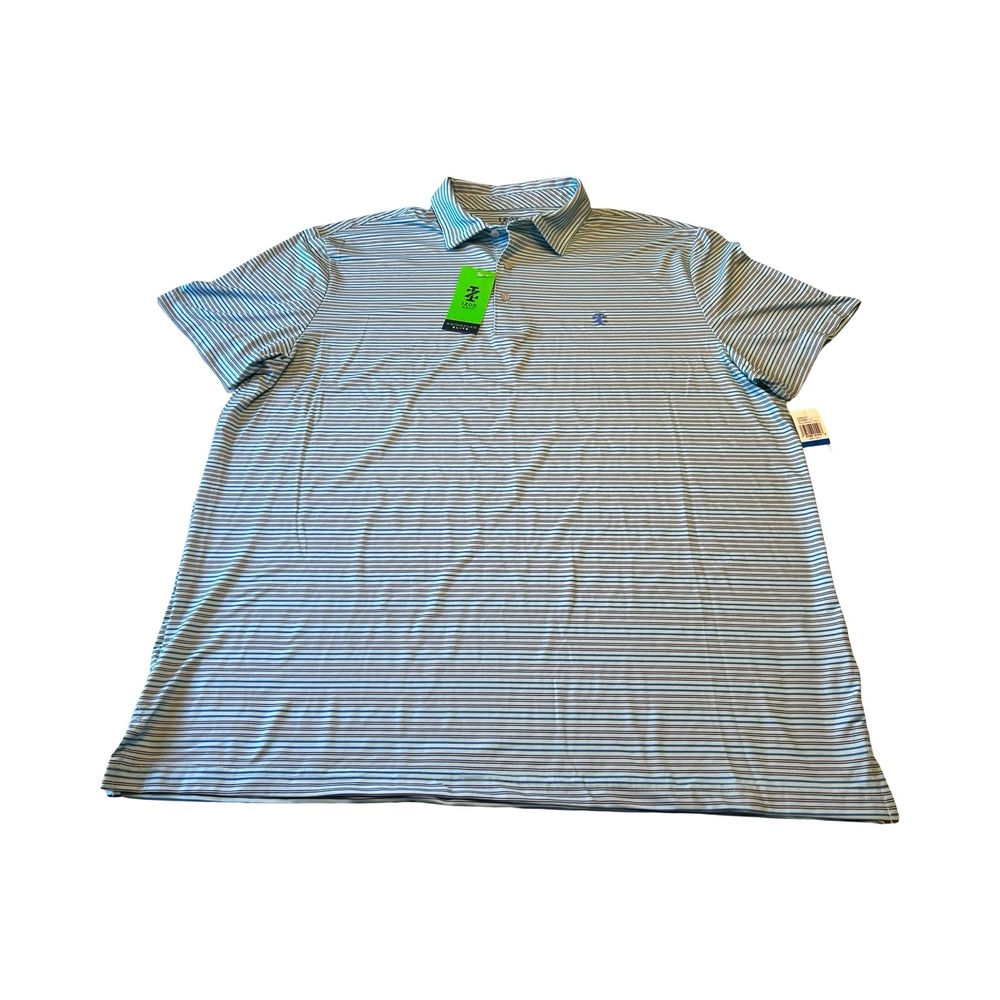 IZOD Golf Mens Swingflex Elite Polo Shirt Blue Striped XL Golf NEW